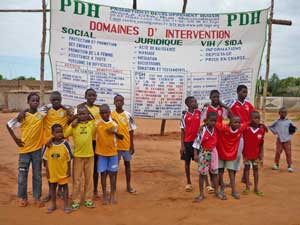 Togo boys in donated soccer uniforms