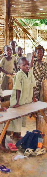 Togo children in a makeshift classroom